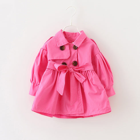 Double-breasted button trench coat belt trench coat skirt - ROUTINE FASHION